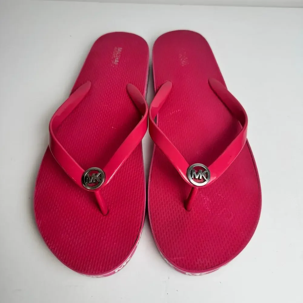 Michael Kors MK Pink Platform Flip Flops Rubber Thong Sandals Women’s No Size